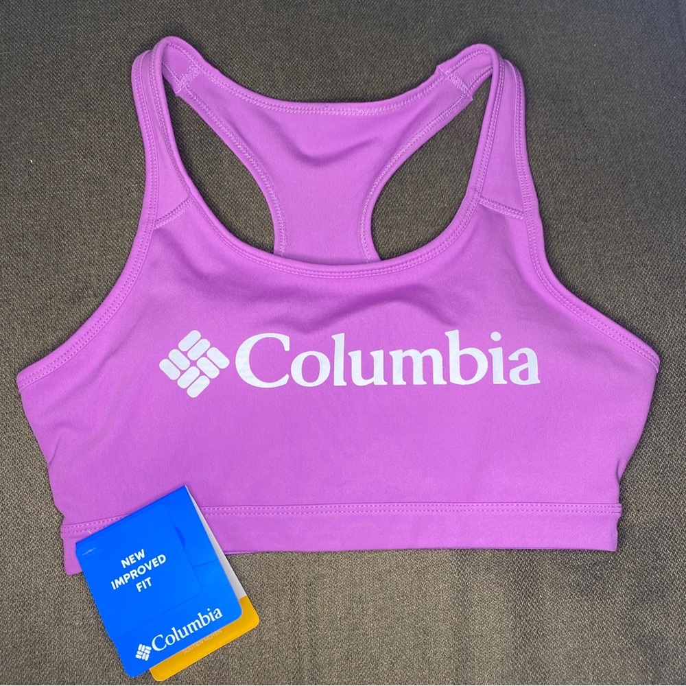 NWT Womens Purple Medium Support RacerBack Columbia Sports Bra Size Small